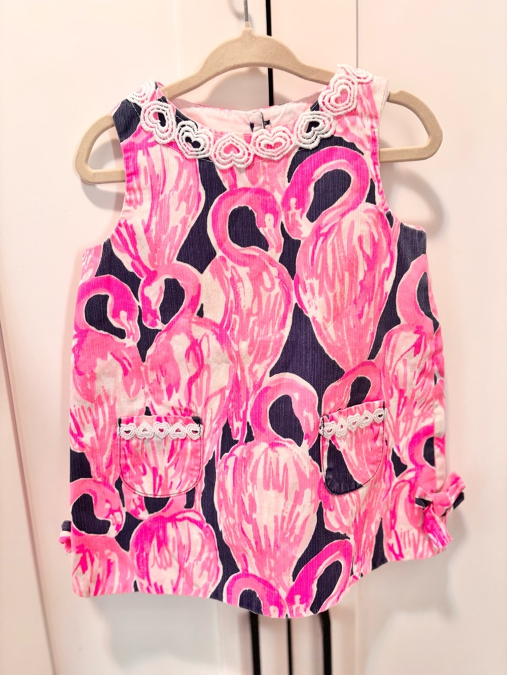 Lilly Pulitzer Pink and Navy Flamingo Trimmed Sundress